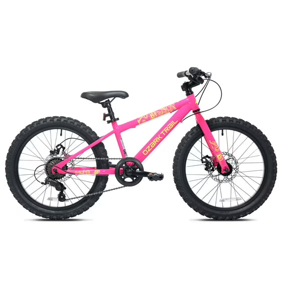 20 Ozark Trail Vibe Mountain Bike, 7 Speed, Fits Rider 311-44, Pink, Child/Tween/Teen, Unisex