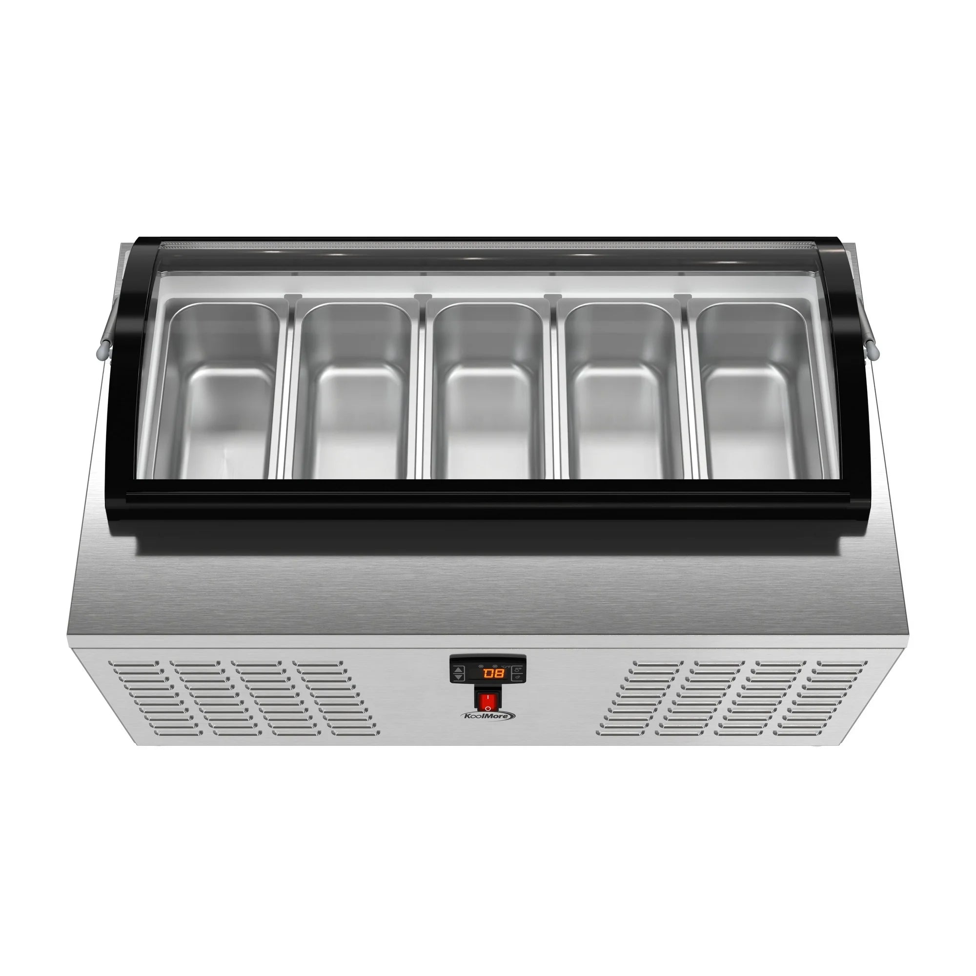 39 in. Countertop Ice Cream Display Freezer with Curved Glass Top and 5 Pans