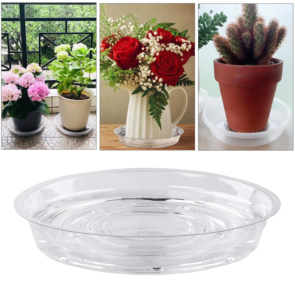 20-Pack New Design Transparent Thickened PET Round Planter Trays, Water Catcher Dishes, Flower Pot S -