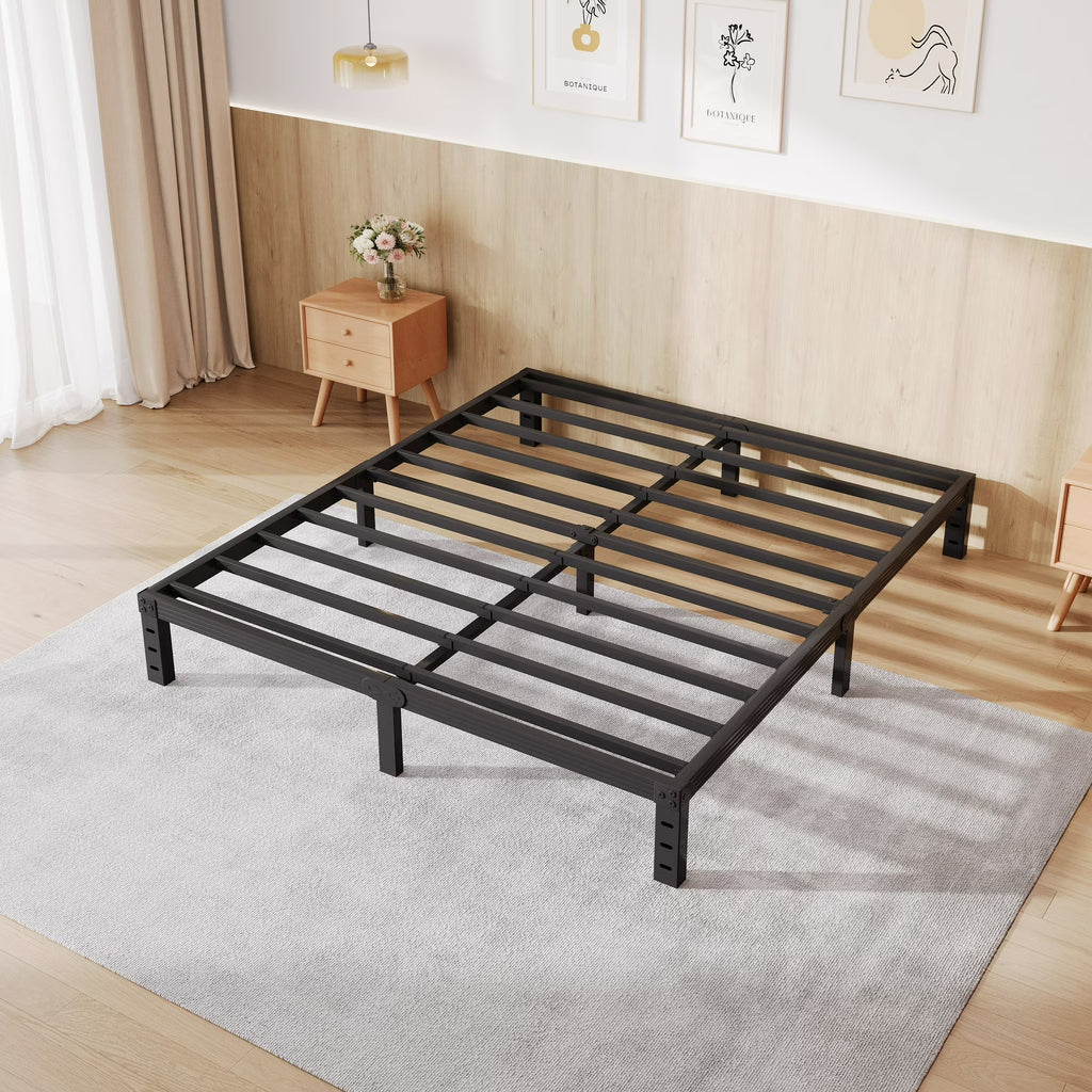 12 inch Queen Bed Frame, Easy Assembly, Heavy Duty Metal Platform, Noise Free, Black