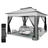 11x11 Outdoor Waterproof Gazebo, Pop up Canopy Gazebo with Mosquito Netting & UV Protection f
