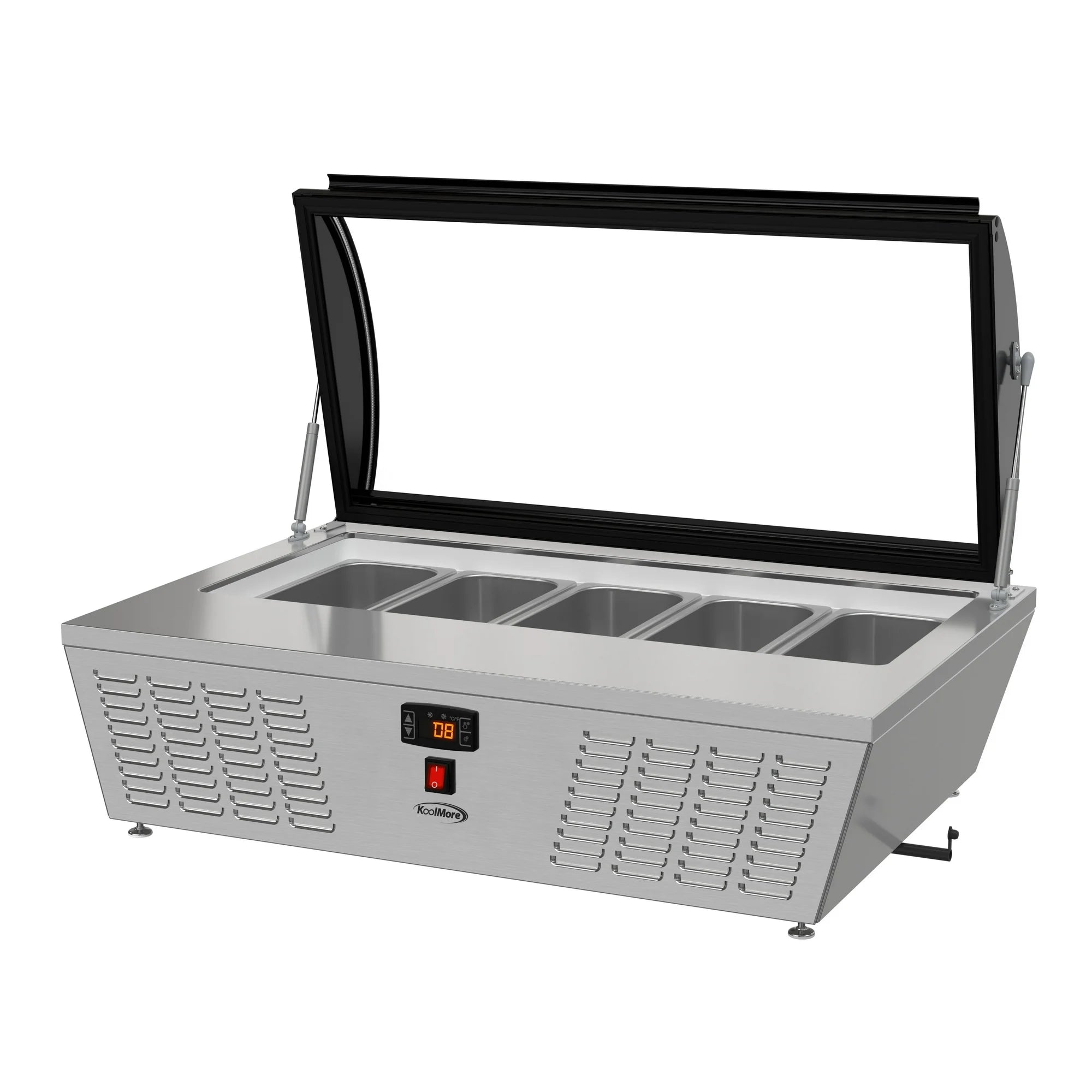 39 in. Countertop Ice Cream Display Freezer with Curved Glass Top and 5 Pans